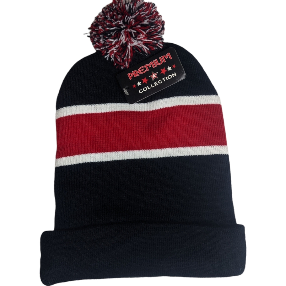 NWT Black and Red Winter Hat Pom Beanie OS 🎯❄️